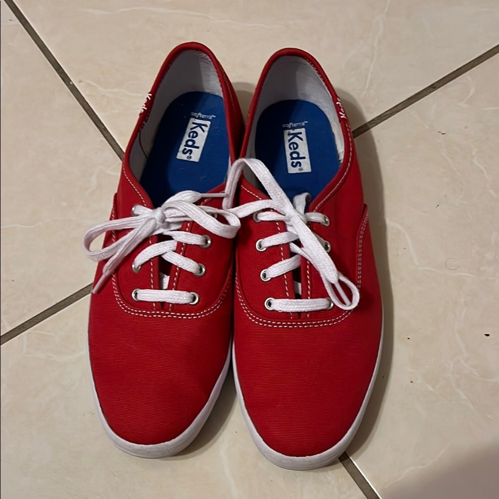 Keds Bold Red Sneakers with White Accents
